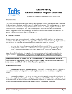 Tufts University Tuition Remission Program Guidelines I. I