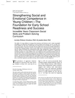 Strengthening Social and Emotional Competence in Young Children—The Foundation for Early School