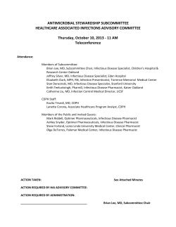 ANTIMICROBIAL STEWARDSHIP SUBCOMMITTEE HEALTHCARE ASSOCIATED INFECTIONS ADVISORY COMMITTEE