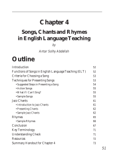 Chapter 4 Outline Songs, Chants and Rhymes in English Language Teaching