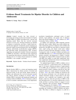 Evidence Based Treatments for Bipolar Disorder in Children and Adolescents