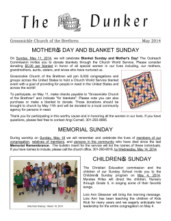 ’S DAY AND BLANKET SUNDAY MOTHER Grossnickle Church of the Brethren May 2014