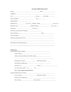 INTAKE FORM FOR CLIENT