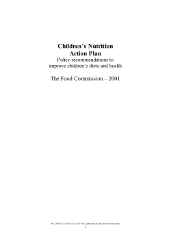Children’s Nutrition Action Plan  The Food Commission – 2001