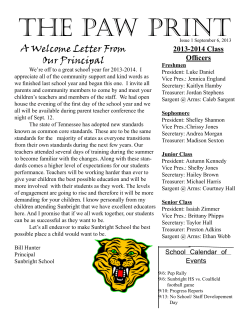 The Paw PrinT A Welcome Letter From Our Principal 2013-2014 Class