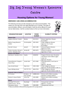 Zig Zag Young Women’s Resource Centre Housing Options for Young Women!