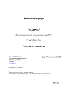 Product Monograph FLONASE  Corticosteroid for nasal use
