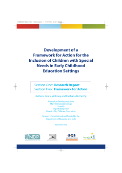 Development of a Framework for Action for the Needs in Early Childhood