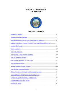 GUIDE TO ADOPTION IN NEVADA TABLE OF CONTENTS
