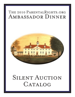 Silent Auction Catalog Ambassador Dinner Parental