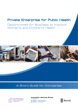 Private Enterprise for Public Health Opportunities for Business to Improve