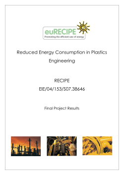 Reduced Energy Consumption in Plastics Engineering RECIPE EIE/04/153/S07.38646