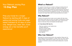 15-Day Plan Your Reboot Juicing Plus  What’s a Reboot?