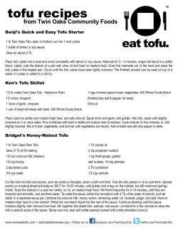 tofu recipes from Twin Oaks Community Foods