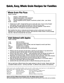 Quick, Easy, Whole Grain Recipes for Families Whole Grain Pita Pizza