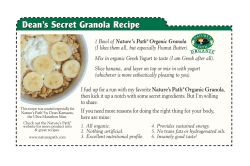Dean’s Secret Granola Recipe