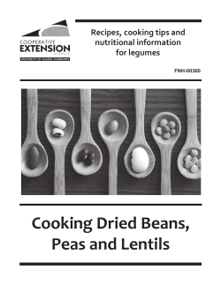 Cooking Dried Beans, Peas and Lentils Recipes, cooking tips and nutritional information