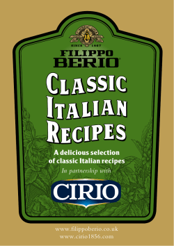 A delicious selection of classic Italian recipes In partnership with www.filippoberio.co.uk