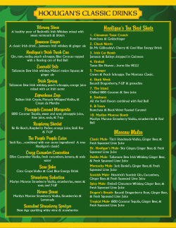 HOOLIGAN’S CLASSIC DRINKS Hooligan’s Ten Best Shots Blarney Stone