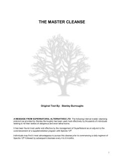 THE MASTER CLEANSE Original Text By:  Stanley Burroughs