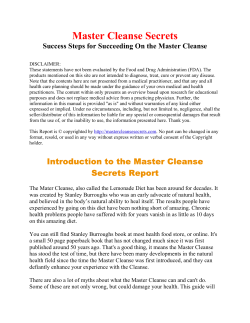 Master Cleanse Secrets Success Steps for Succeeding On the Master Cleanse
