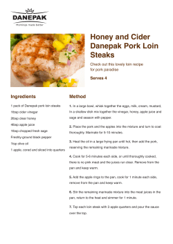 Honey and Cider Danepak Pork Loin Steaks Ingredients