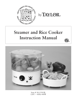 Steamer and Rice Cooker Instruction Manual by Item # AS-1550-BL