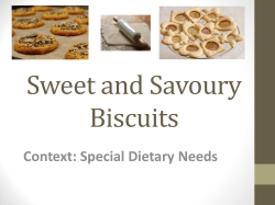 Sweet and Savoury Biscuits Context: Special Dietary Needs