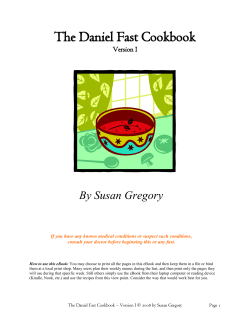 The Daniel Fast Cookbook By Susan Gregory  Version I