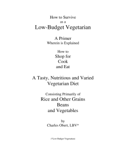 Low-Budget Vegetarian A Tasty, Nutritious and Varied Vegetarian Diet Rice and Other Grains