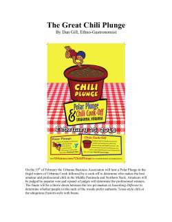 The Great Chili Plunge By Dan Gill, Ethno-Gastronomist  Chili Cook-Off