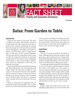 Salsa: From Garden to Table Family and Consumer Sciences Introduction