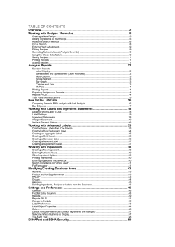 TABLE OF CONTENTS