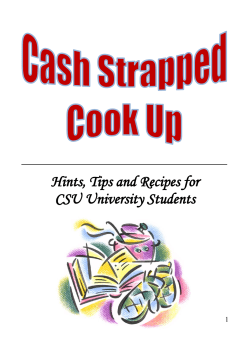 Hints, Tips and Recipes for CSU University Students 1
