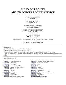 INDEX OF RECIPES ARMED FORCES RECIPE SERVICE