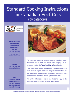 Standard Cooking Instructions for Canadian Beef Cuts (by category)