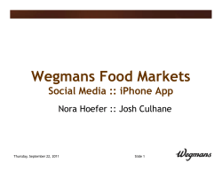 Wegmans Food Markets Social Media :: iPhone App Thursday, September 22, 2011