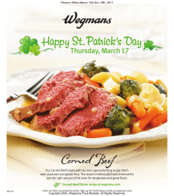 Corned Beef Happy St. Patrick’s Day Thursday, March 17