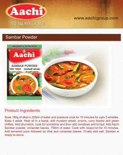 Sambar Powder www.aachigroup.com Product Ingredients