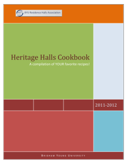 Heritage Halls Cookbook  RHA 2011-2012