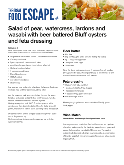 Salad of pear, watercress, lardons and and feta dressing Beer batter