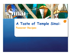 A Taste of Temple Sinai: Passover Recipes