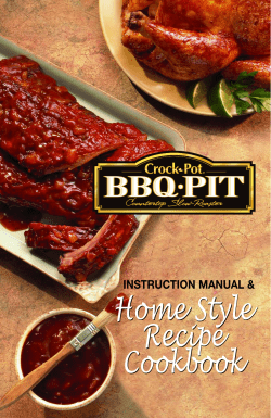 Home Style Recipe Cookbook INSTRUCTION MANUAL &amp;