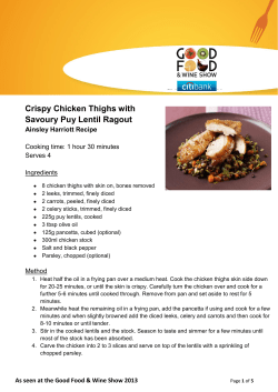 Crispy Chicken Thighs with Savoury Puy Lentil Ragout  Ainsley Harriott Recipe