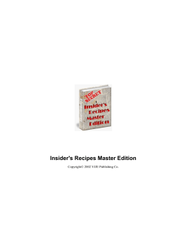 Insider's Recipes Master Edition Copyright© 2002 VJJE Publishing Co.