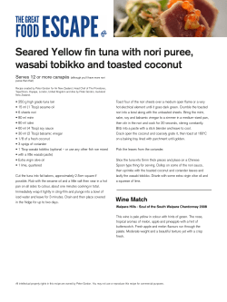 Seared Yellow fin tuna with nori puree,