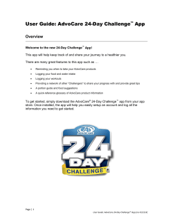User Guide: AdvoCare 24-Day Challenge App Overview