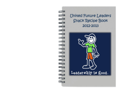 United Future Leaders Snack Recipe Book 2012-2013