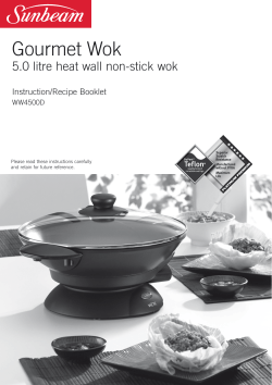 Gourmet Wok 5.0 litre heat wall non-stick wok Instruction/Recipe Booklet WW4500D