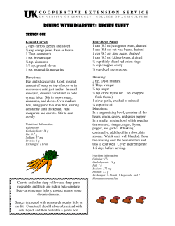 Dining With Diabetes:  Recipe Sheet